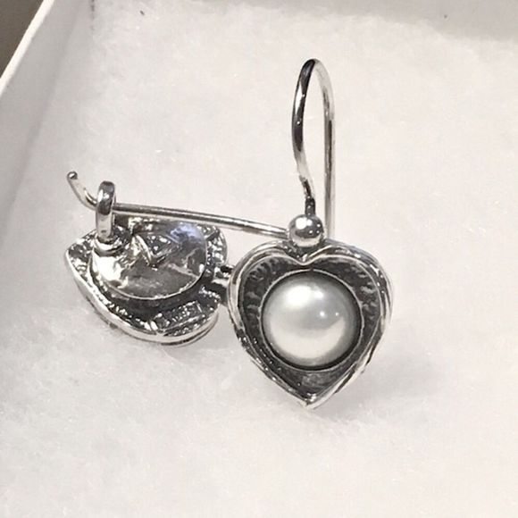 SILPADA Forever Fearless Sterling Silver 925 Pearl Drop Earrings - Picture 5 of 10